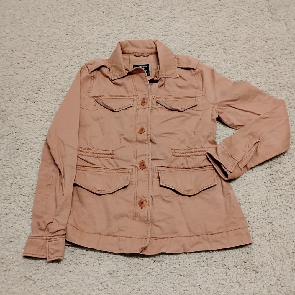 Abercrombie & Fitch Jacket Womens XS Pink Utility Pockets Y2K Button Travel Coat